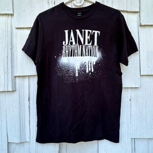 Tultex Janet Jackson Rhythm Nation Graphic T Shirt Black Tee Music Band Medium